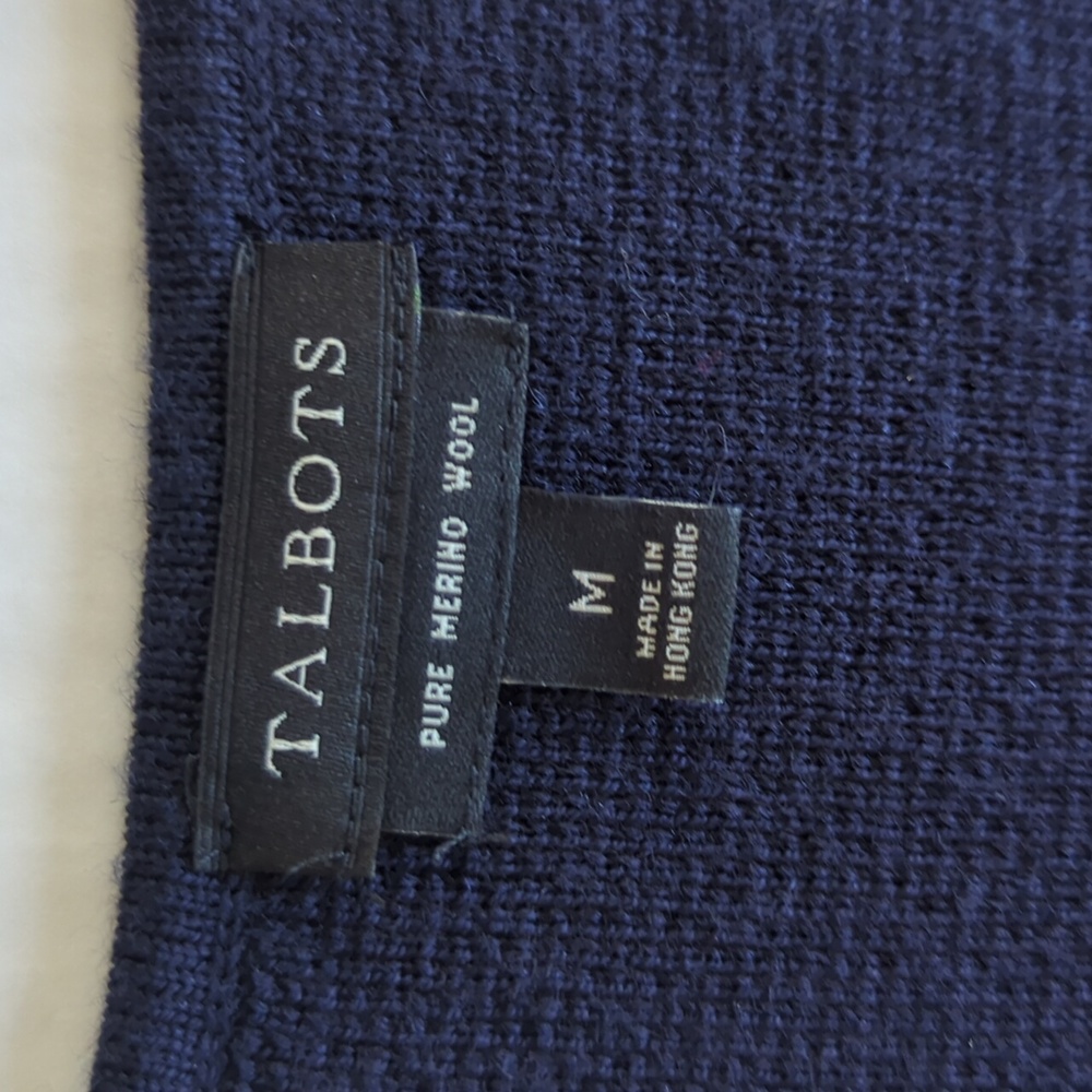 NWOT Talbots Soft Merino Wool V-Neck Knit Sweater Dress MEDIUM Blue - Picture 2 of 13